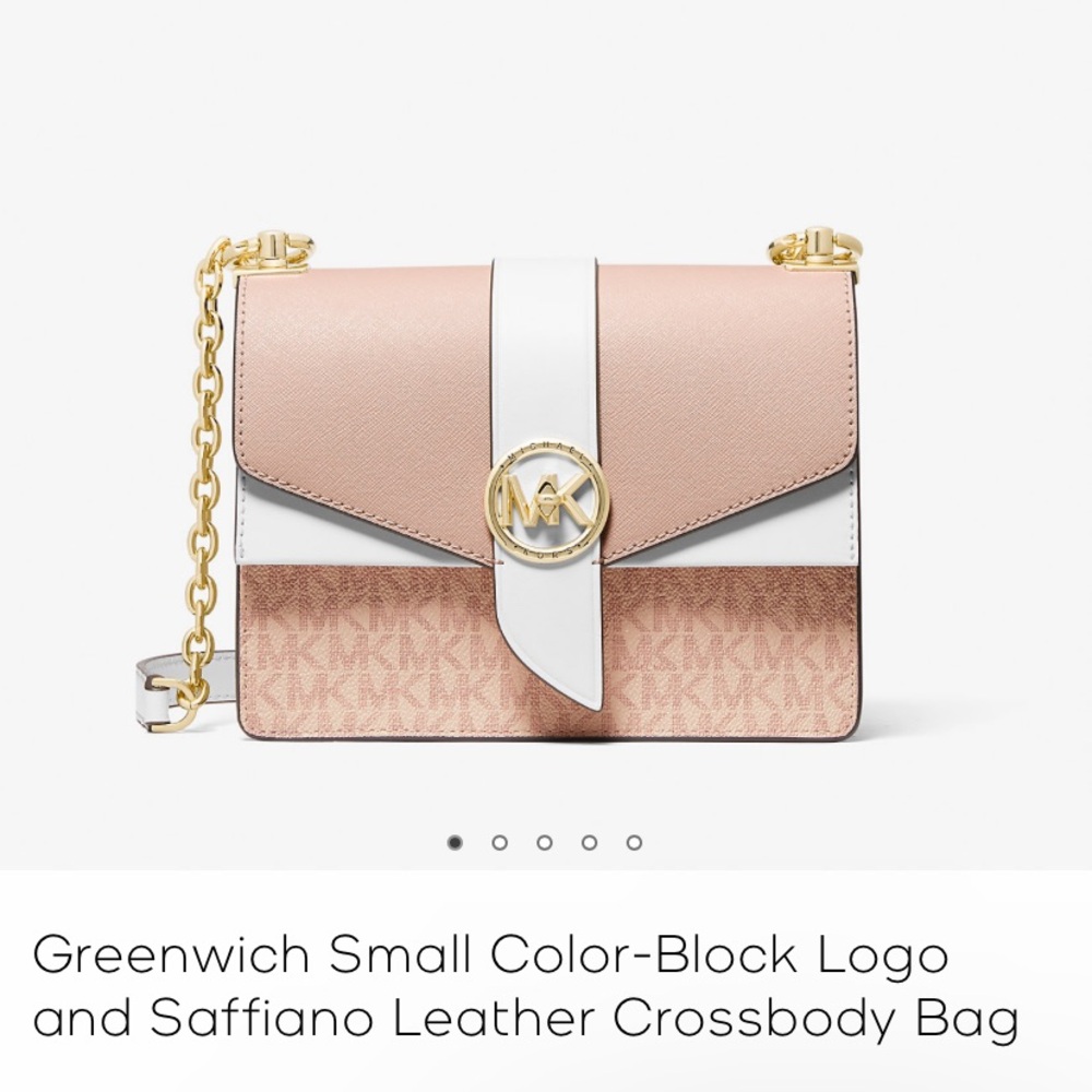 Greenwich Small Color-Block Logo and Saffiano Leather Crossbody Bag
